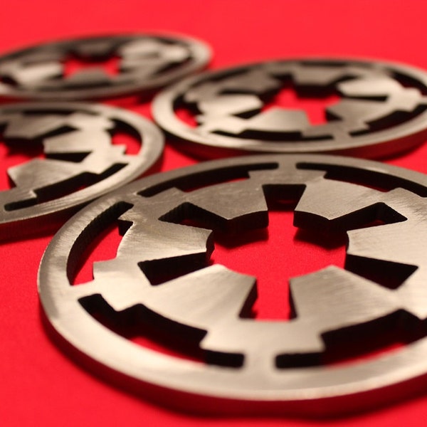 Imperial Cog Coaster Set of 4, Steel, Imperial, Droid, Stormtrooper, Biker Scout, Star Wars