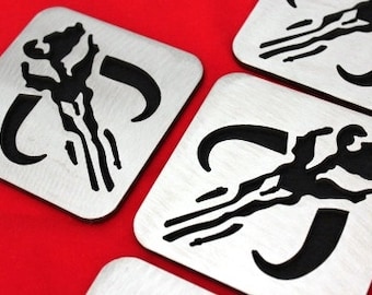 Mandalorian Crest Coaster Set of 4, Steel, Boba Fett, Mandalore, Star Wars