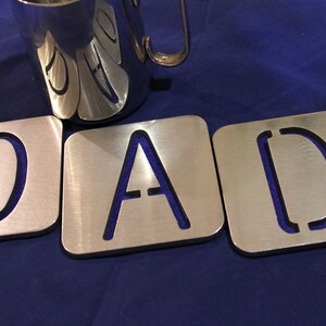 DAD Steel Coaster Set of 3, Man of Steel, Father&#39;s Day, Gulimche Font