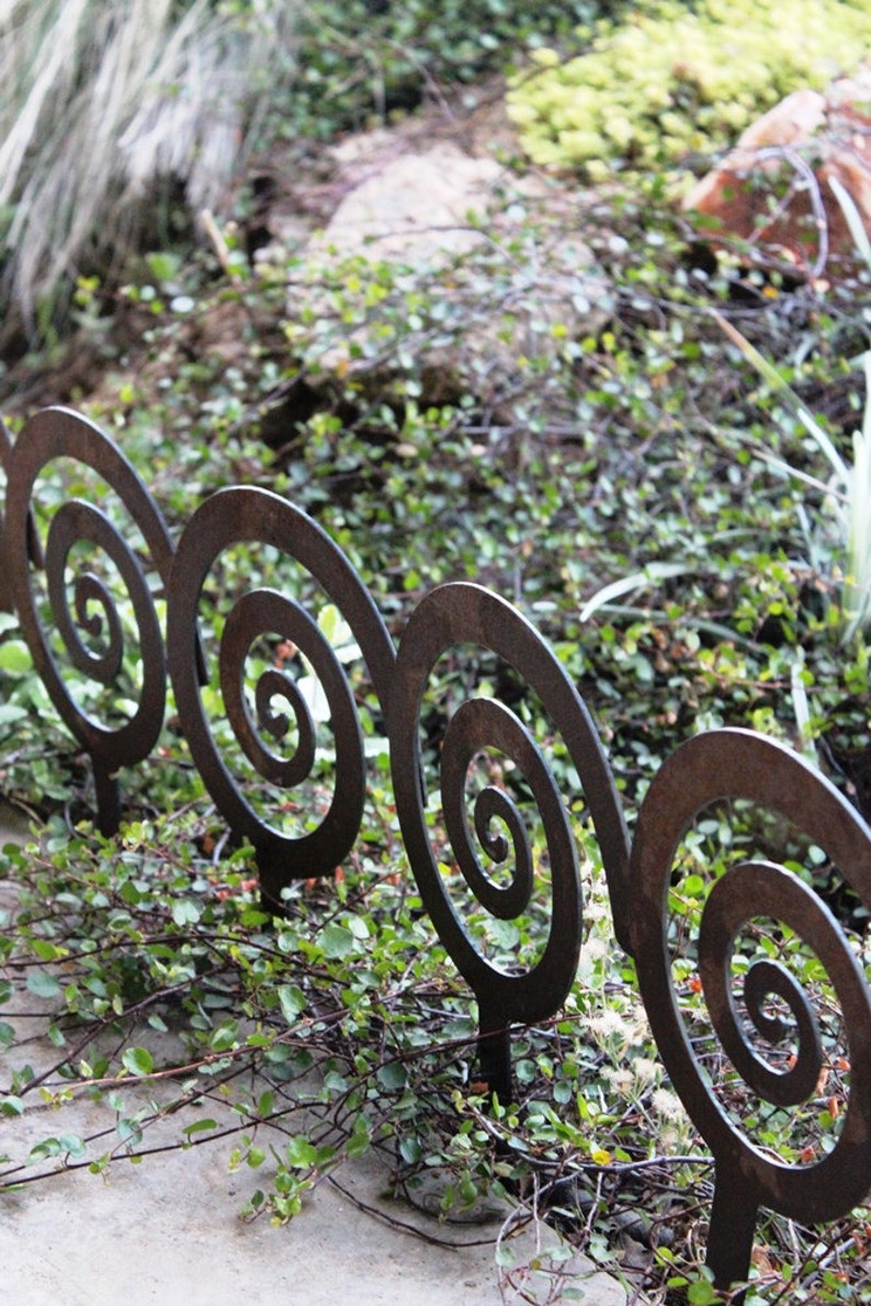 7 Spiral Garden Stake, Steel Garden decor, planter edge, Garden edging image 1