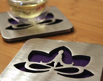 Yoga Lotus Flower Coaster, Stainless Steel