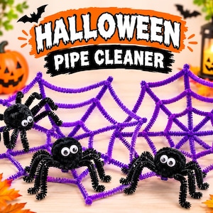 Halloween Spider Pipe Cleaner Pattern Chenille Stem Craft DIY Spider Web Halloween Decor PipeCleaner Ornament PDF Tutorial