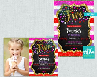 Valentine's Birthday Invitation, valentine's birthday invitations, Valentine Girl Birthday Invitation, Cute Valentines Birthday Invitation