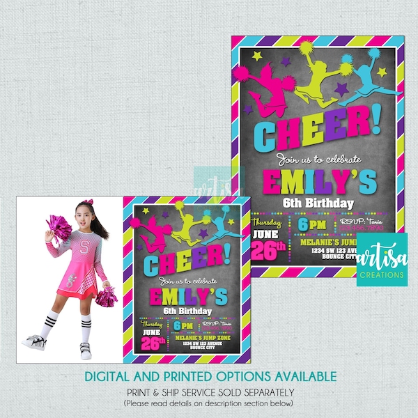 Cheerleader Birthday, cheerleader invitation, cheerleading invitation, cheerleading birthday invitation, cheerleader party, cheerleader DIY