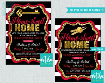Housewarming party invitation, Home sweet home invitation, new home party invitation, housewarming party invite, new home invitation, house