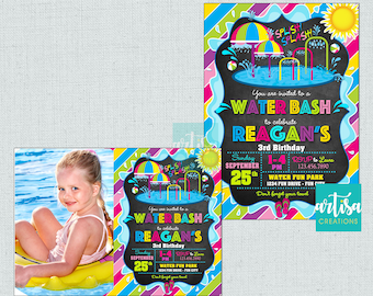 Water Bash Invitation, splash splash invitation, water park birthday invitation, water playground birthday, splish splash birthday invitatio