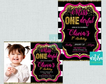 Miss Onederful invitation, Miss onederful birthday invitation, Miss onederful printable invitation, 1st birthday invitation, onederful invit