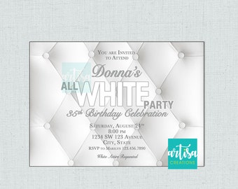All White Party Invitation, White Party Invitation, Summer White Party Invite, ALl White Birthday Invitation, White Party, White Birthday