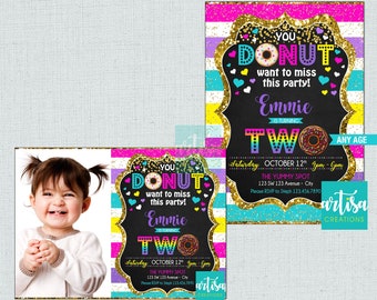 Donuts Birthday Invitation, Donuts Party Invitations, Donuts Invitation, You donut want to miss invitation, donuts birthday party invite