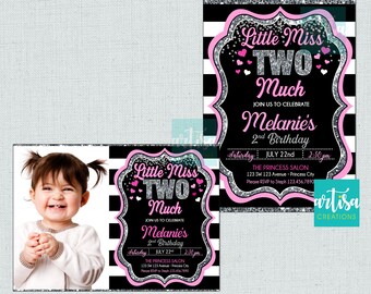 Little Miss two much invitation, Miss two much birthday invitations, Miss two much invitation, Miss to much invitations, Miss two much birth