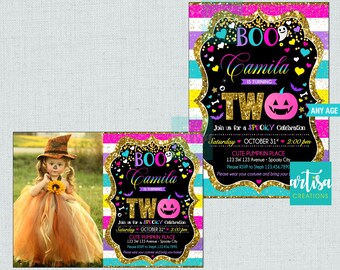 Halloween Birthday Invitation, 2nd Birthday Halloween Invitation, 2 Birthday Halloween Party Invitation, ANY AGE Halloween Birthday Invite