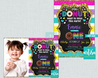Donuts Birthday Invitation, 1st Birthday Donuts Invitations, Donuts Invitation, You donut want to miss invitation, donuts birthday invite