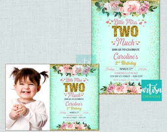 Little Miss two much invitation, Miss two much birthday invitations, Miss two much invitation, Miss to much invitations, Miss two much birth