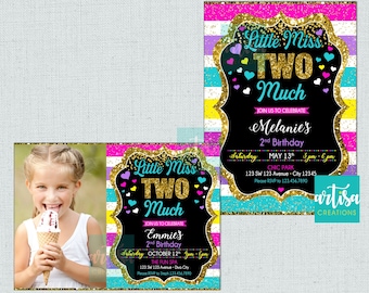 Little Miss two much invitation, Miss two much birthday invitations, Miss two much invitation, Miss to much invitations, Miss two much birth