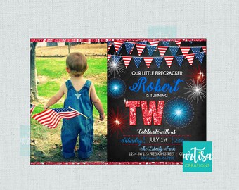 4th of July Birthday invitation, 4th of July 2nd birthday invitation, Patriotic birthday invitation, USA birthday, independence day birthday