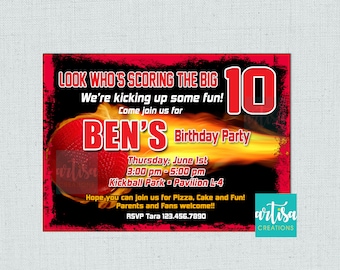 Kickball Birthday Invitation Printable File DIY, Kickball Birthday Invitation DIY, Kickball Party, Dodgeball Invitation, Dodgeball Birthday