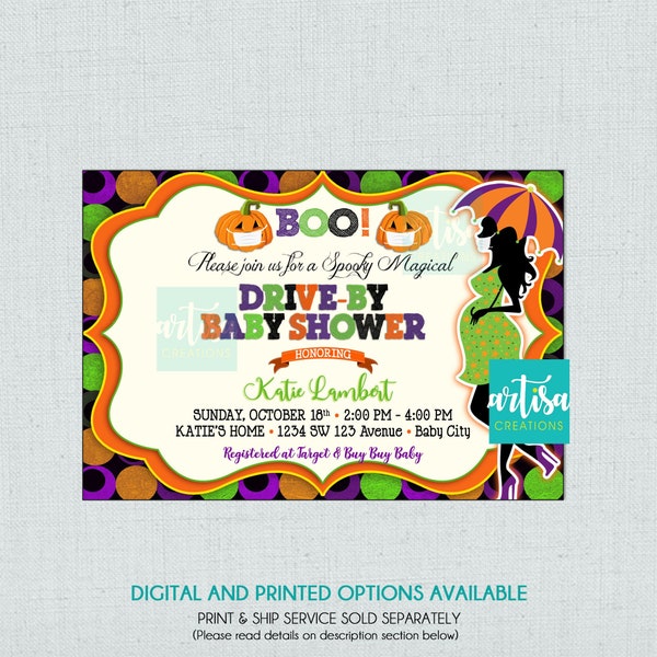 Drive by Parade Halloween Baby Shower Invitation, Halloween Parade Baby Shower Invitation,  Halloween Drive by Parade Invitations, Halloween