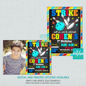 Bowling invitation, bowling birthday invitation, strike bowling invitation, printable bowling birthday invitation, bowling party invite DIY