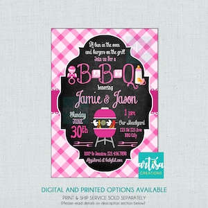 BABYQ Invitation, BBQ shower invitation, pink BBQ baby shower invitation, Girl baby shower, girl babyq shower, pink bbq baby, girl baby bbq