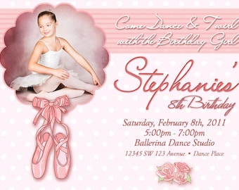 Ballet Birthday Invitation Printable File DIY - 5x7" Ballerina Birthday Invitation DIY