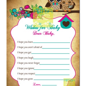 Owls Baby Shower Bingo - Owls and Flower Baby Bingo - Owl Baby Shower ...