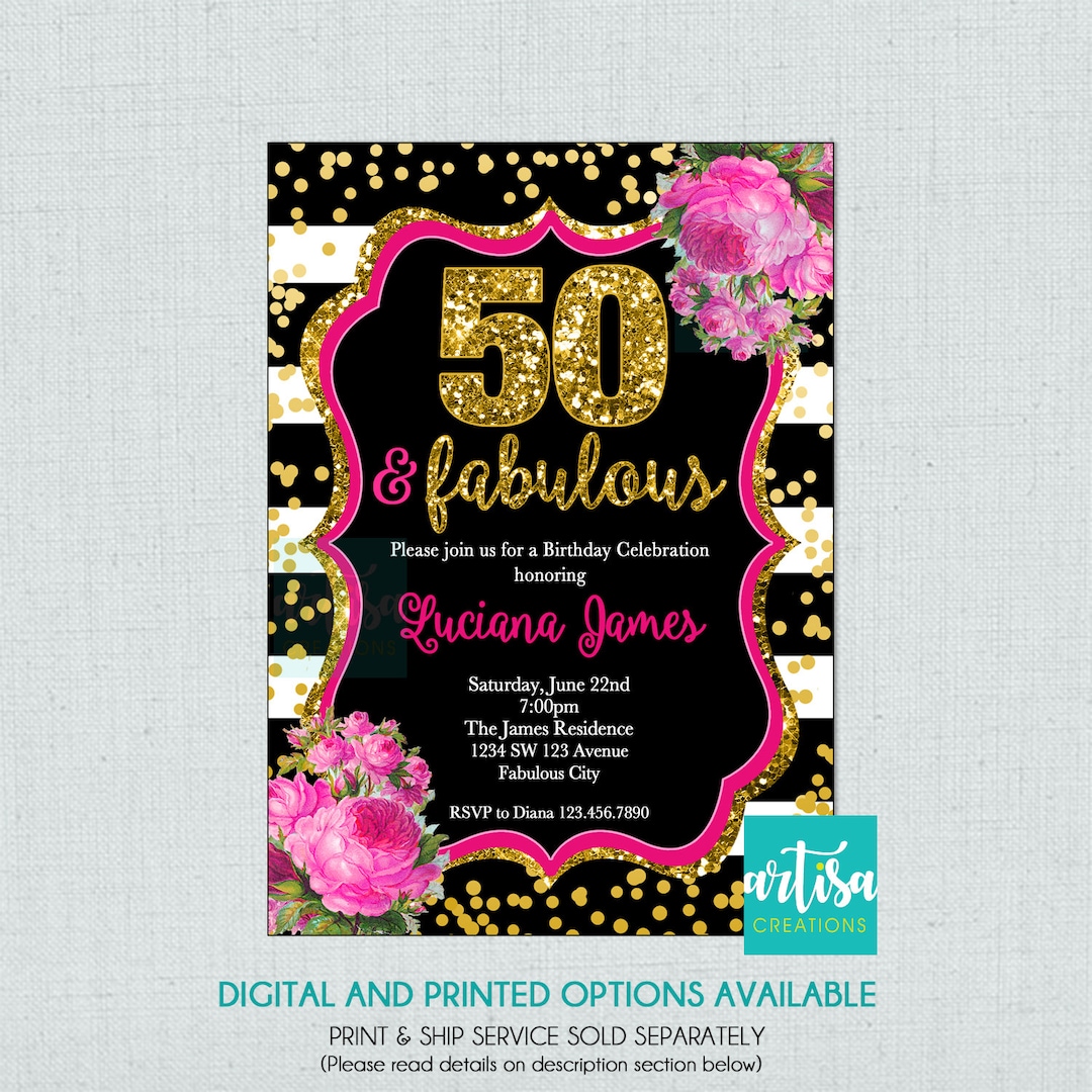 50 And Fabulous Invitation 50 And Fabulous Birthday Invitation ANY 50-and-fabulous-invitation-50-and-fabulous-birthday-invitation-any