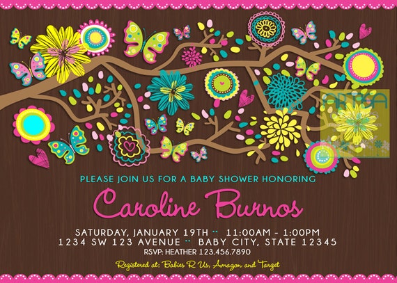 Butterflies Baby Shower Invitation Butterflies Garden Baby Etsy