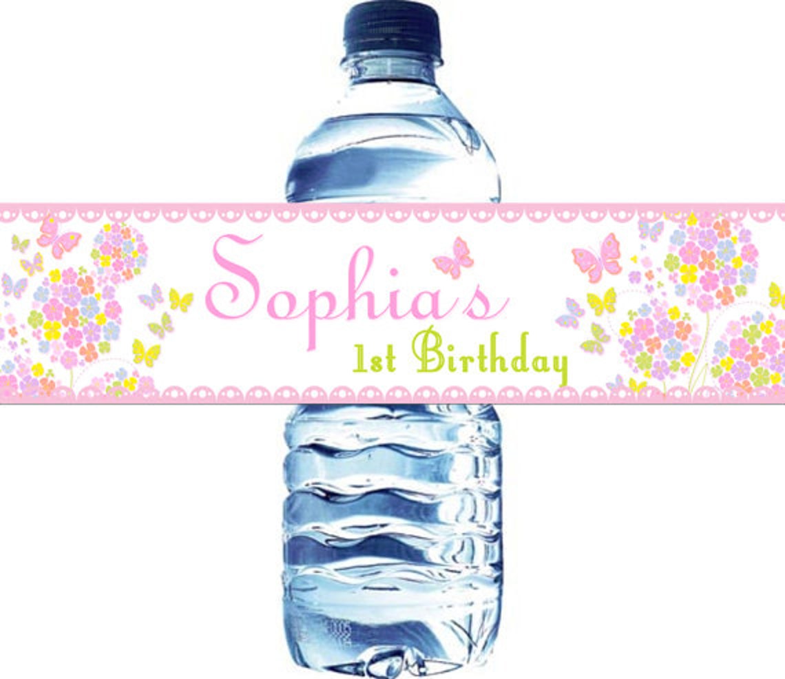 Butterfly Water Bottle Label Pastel Color Butterflies water Etsy