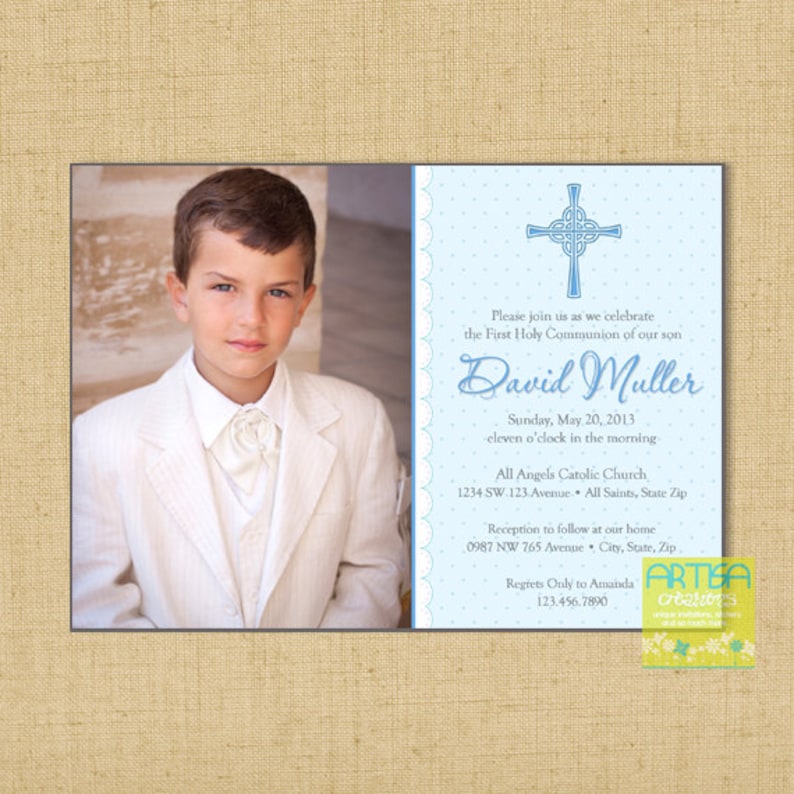 Boy First Communion Invitations Boys First Communion Etsy
