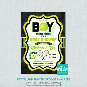 Tennis Boy Baby Shower Invitation, Tennis Baby Shower Invitation, Its a Boy Baby Shower Invitation, Tennis Boy Baby Shower Invitation DIY image 1