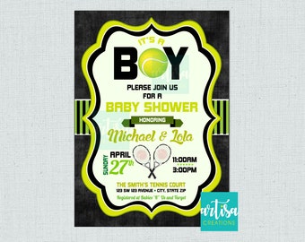 Tennis Boy Baby Shower Invitation, Tennis Baby Shower Invitation, Its a Boy Baby Shower Invitation, Tennis Boy Baby Shower Invitation DIY