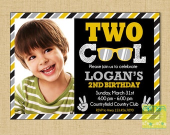 Two Cool invitation, two cool birthday invitation, two cool 2nd birthday invitation, boy 2nd birthday invitation, boy two cool invitation, 2