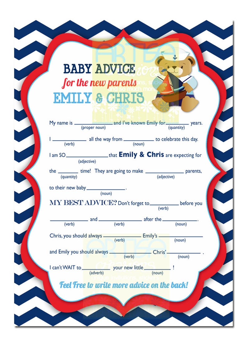 Nautical Bear Navy and Red Baby Shower Invitation, Nautical Teddy Bear Shower Invitation, navy blue red nautical teddy bear invitation, bear image 5