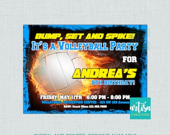 Volleyball Birthday Invitation Printable File DIY, Volleyball Birthday Invitation, Invitacion de Volleyball, Sport Invitation, Volleyball