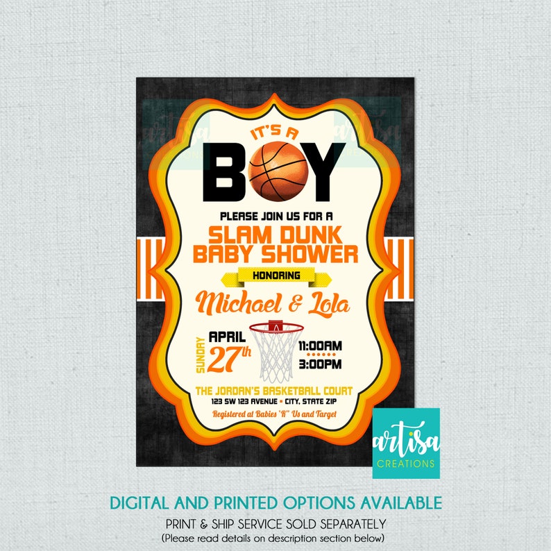 Boy Baby Shower Invitation Basketball Baby Shower Invitation Etsy