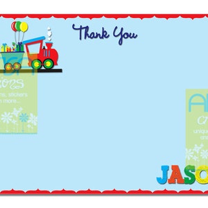 Tren cumpleaños gracias archivo imprimible DIY - Choo Choo Tren Tarjeta de agradecimiento - Foto Tren Gracias Tarjeta - Tren Gracias - Tarjeta de tren