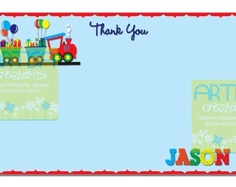 Train Birthday Thank You Printable File DIY -  Choo Choo Train Thank You Card - Photo Train Thank You Card - Train Thank You - Train Card