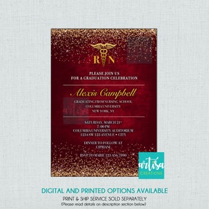 Nursing Graduation Invitation, RN Graduation Invitations, Nursing School Graduation Invitation, Registered Nurse Graduation Invitations