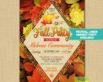 Invitación al Festival de Otoño, invitación a la fiesta de otoño, invitación a la fiesta de la cosecha, invitación al festival de la cosecha, invitaciones de otoño, celebración de otoño