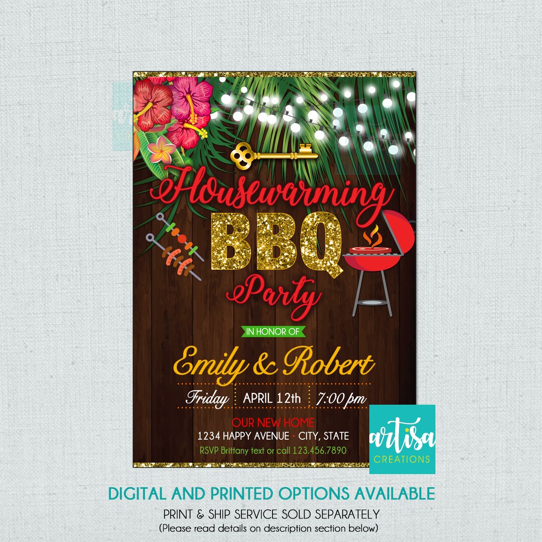 Housewarming BBQ Invitation, Home Sweet Home BBQ Invitation, New Home