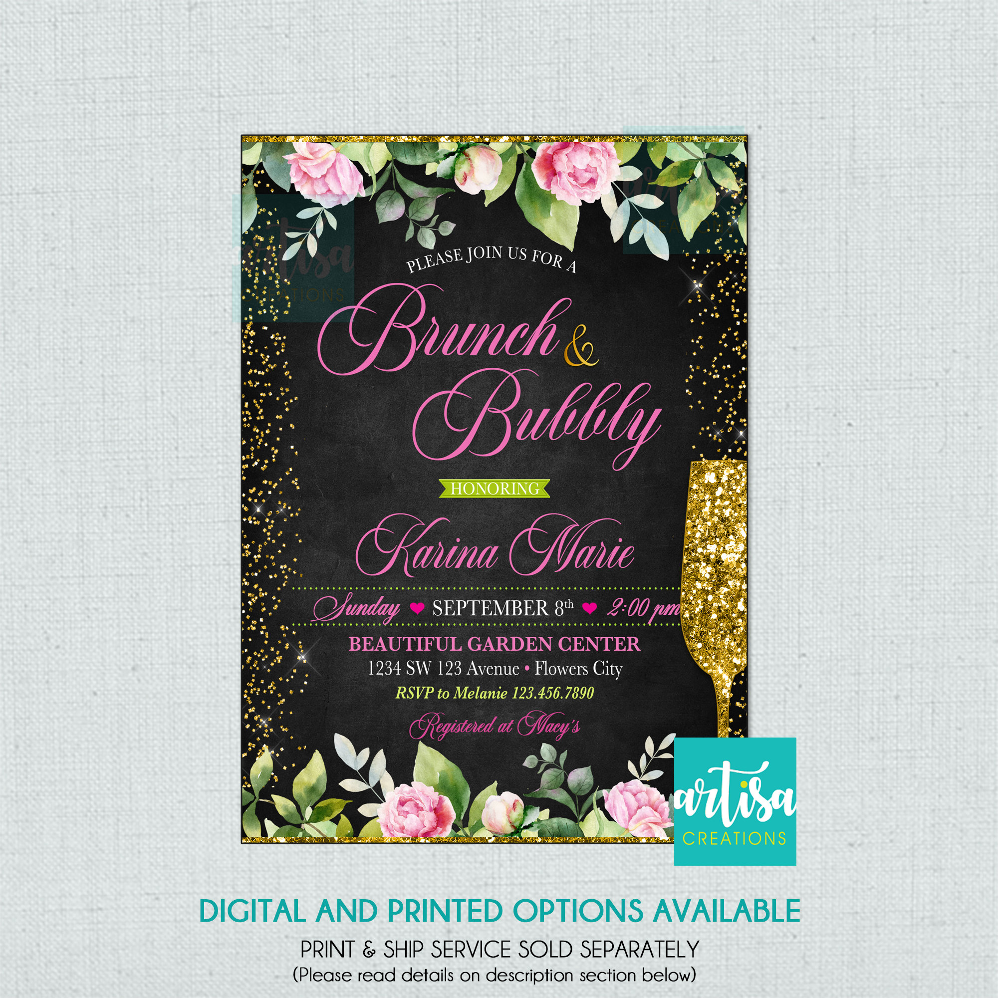 Brunch Bubbly invitation brunch and bubbly bridal shower invitation bridal brunch invitation brunch and bubbly watercolor