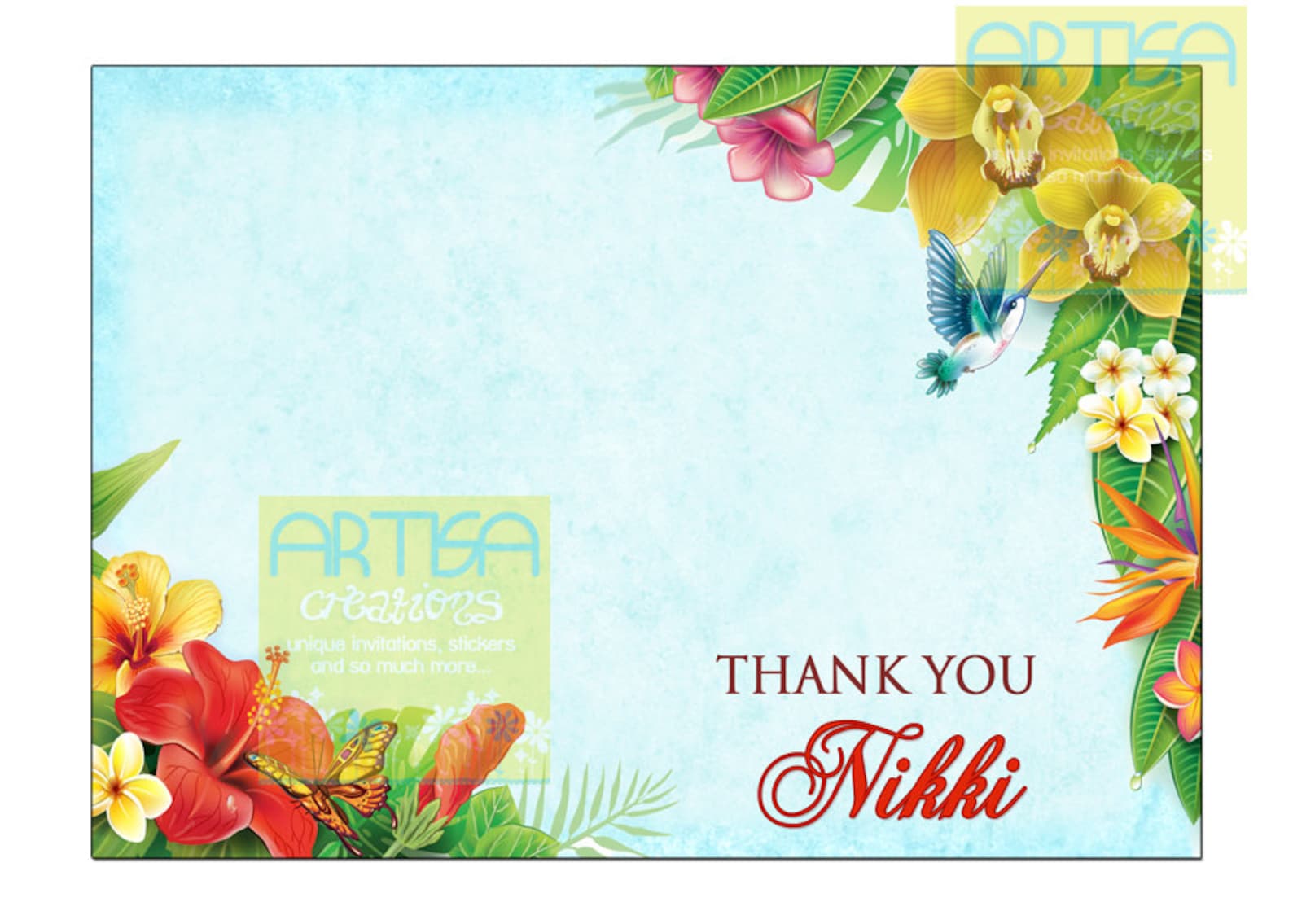 Hawaiian Thank You Card Hawaiian Luau Party Thank You Card - Etsy