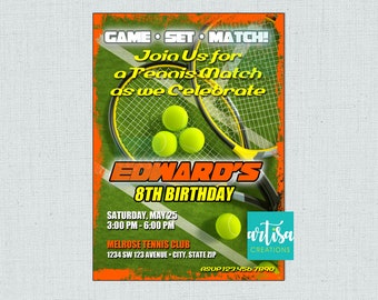 Tennis Birthday Invitation Printable File DIY, Tennis Birthday Invitation, Tennis Party Invitation, Invitation Tennis, Invitacion de Tenis