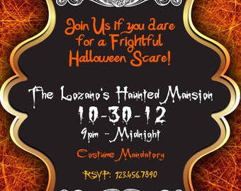 Halloween Invitation - Adult Halloween Invitation - Halloween Party Invitation - Skulls Invitation- Halloween DIY Invitation