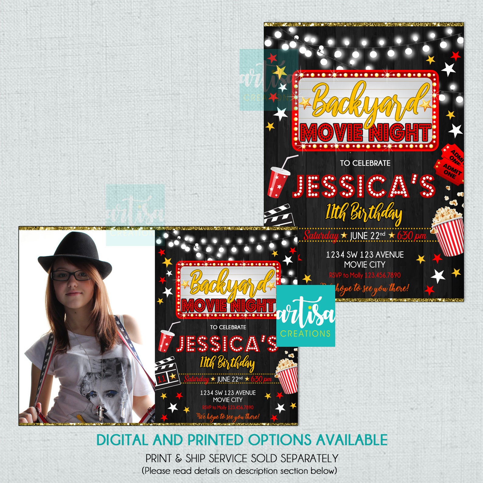 Backyard Movie Night Invitation Backyard Movie Invitation - Etsy