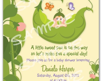 Pea in a Pod Invitation - Two Peas in a Pod Invitation - Three Peas in a Pod Baby Shower Invitation DIY