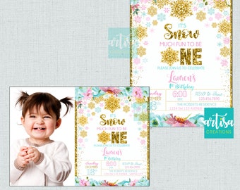 Winter Birthday Invitation, it's snow much fun to be one invitation, snow 1st birthday invitation, winter birthday invitation, snowflakes