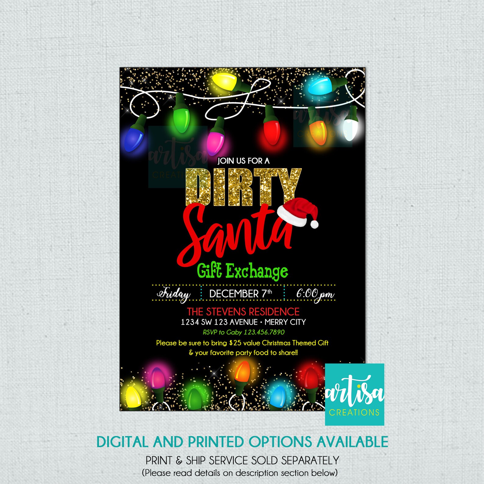 Dirty Santa Invitation Dirty Santa Christmas Party Etsy