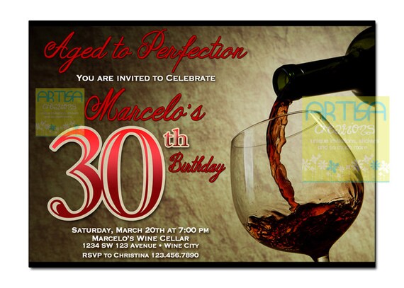 Wine Invitation, Wine Birthday Invitation ANY AGE, Aged to Perfection Invite, Wine Party Invitation, WIne Tasting Invitation, Adults Invite