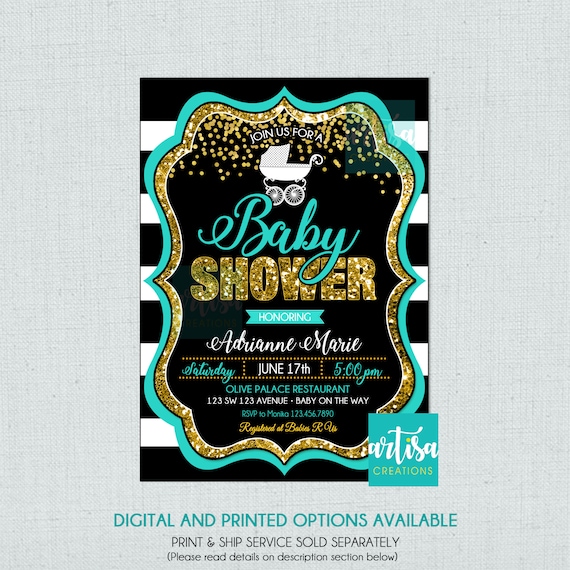 teal baby shower invitations